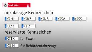 Grafik eines DGS-Videos: Unzulässige Kennzeichen in Köln