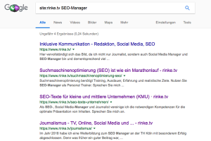 Screenshot einer Sitesearch