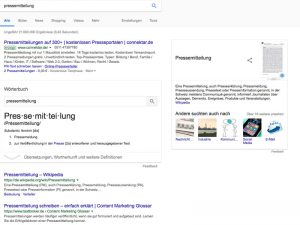 SERP des Keywords "Pressemitteilung"